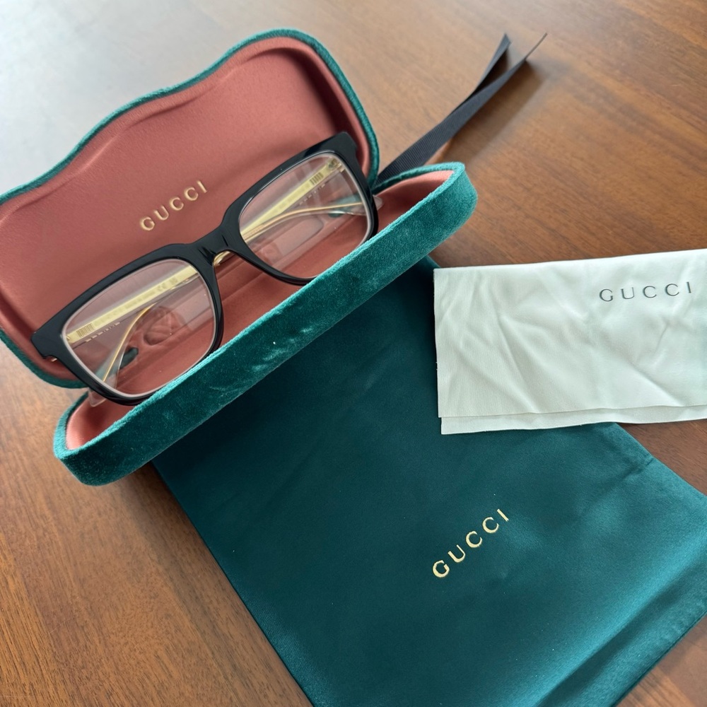 Gucci GG0560ON Square Eyeglasses 55mm Black Crystal Designer Optical Frames - Picture 6 of 16
